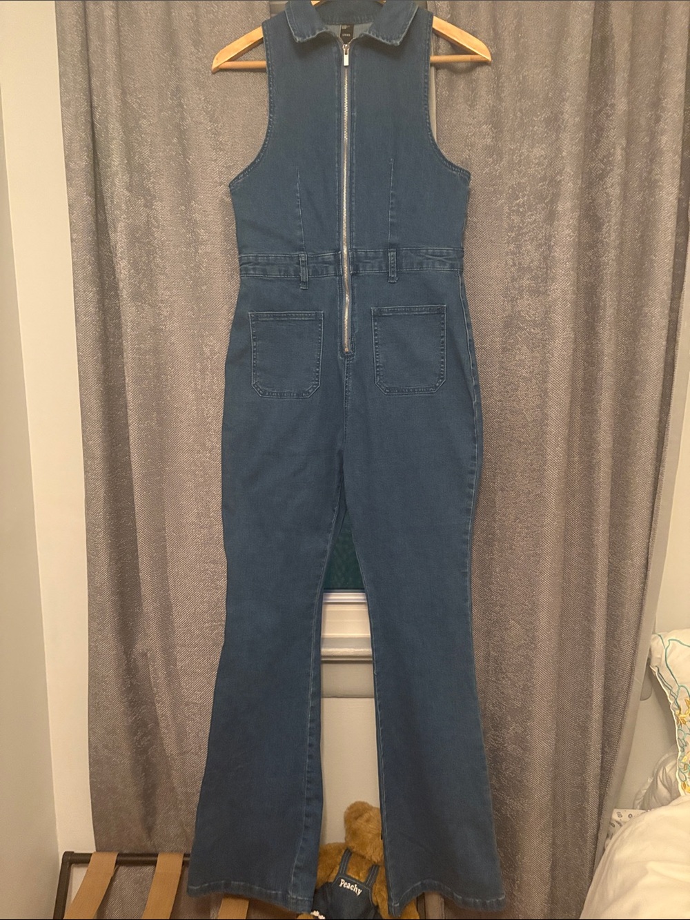 Cider Denim Jumpsuit in Blue PTP 15-1/2 31 inseam